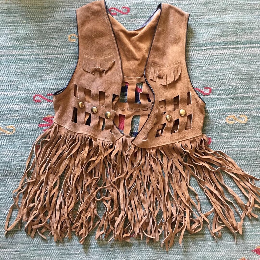 Vintage genuine suede fringe vest